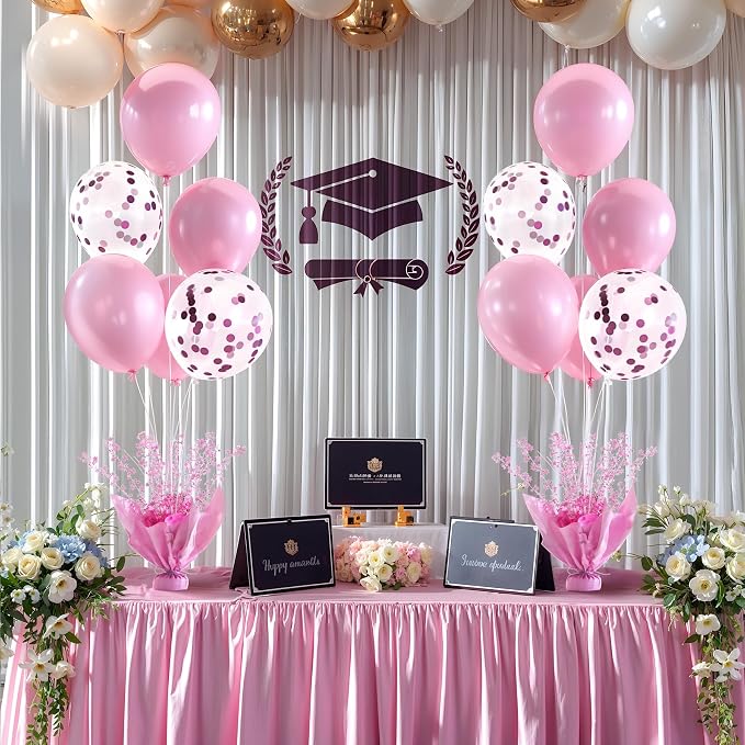 6 Set Pink Table Balloons Foil Spray Centerpiece - Image 5