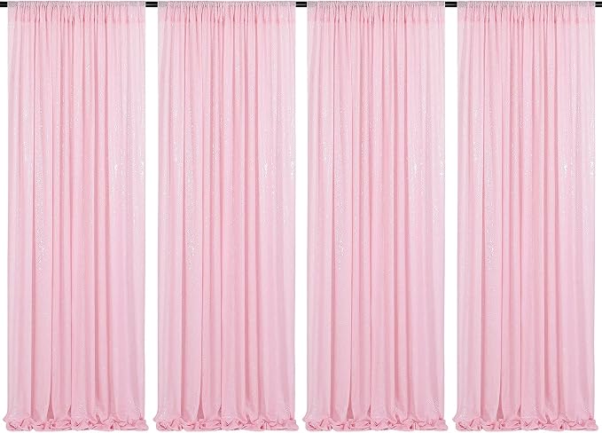 Pink Sequin Backdrop Curtains-4 Panels 2FTx8FT Pink Backdrop by SoarDream