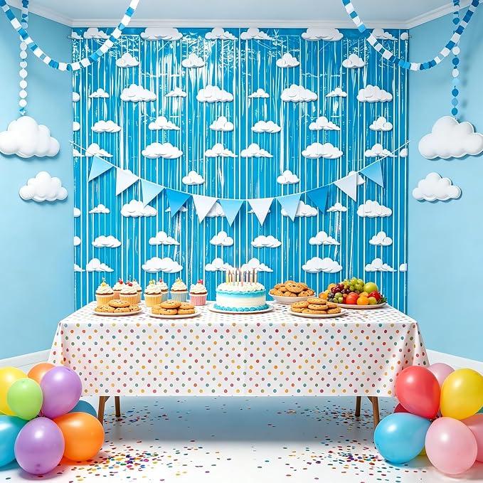 4 Packs Blue Sky Foil Fringe Curtain - Image 3