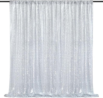 8ft x 8ft Silver Sequin Backdrop CurtainBackdrop by QueenDream
