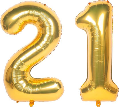 40 Inch gold Number Balloons 21 Helium Foil Mylar Balloon | Birthday Party by Exquisitehighqualitypartydecorationstomeetyoureveryneed%EF%BC%81