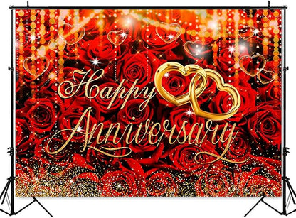 Mocsicka Happy Anniversary Backdrop Wedding Together Anniversary Party - Image 2