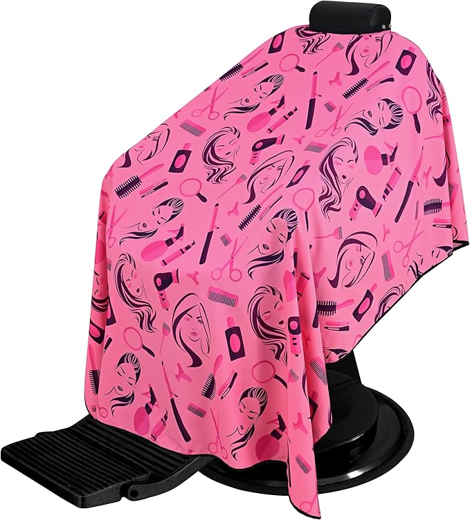 Professional Hairstylist And Shampoo Salon Cape, Waterproof & Stain Resistant Cape, Soft Neckband, Durable & Reusable Client Cover & Comfort Material, Rose Pink