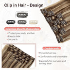 XDhair Clip In Hair Extensions Human Hair 22 Inch Medium Brown #4 Mixed to Caramel Blonde #27 Clip In Extensions Real Human Hair Thick Ends Straight 120g 6pcs (#4/27,22Inch)