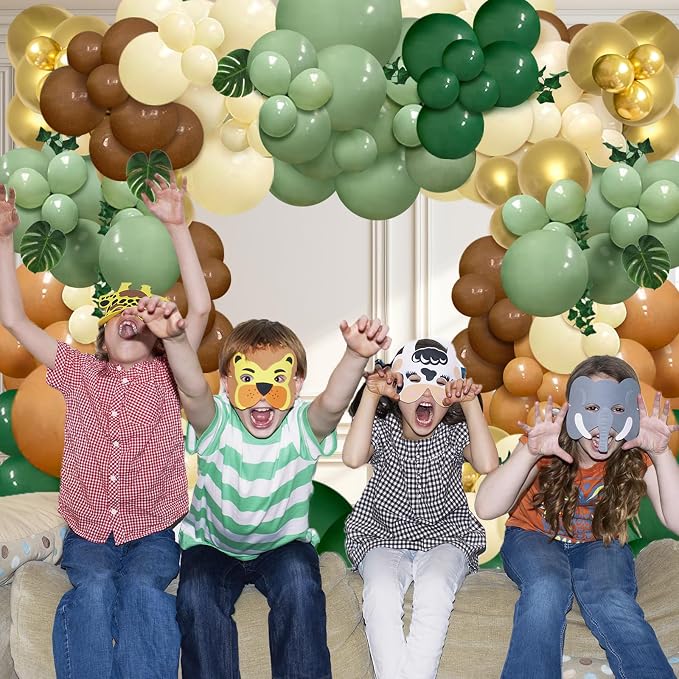 142pcs Jungle Safari Sage Brown Balloon Arch Kit - Image 6