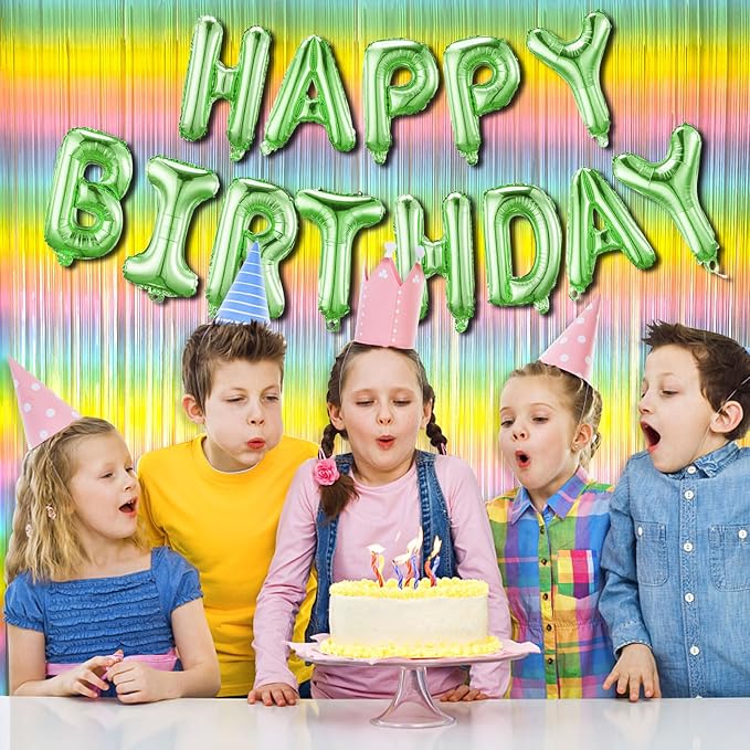 Pastel Rainbow Foil Fringe Curtain Streamers Party Backdrop Foil Fringe - Image 4