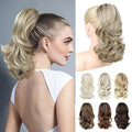 Ponytail Extension - 14" Claw Clip in Ponytail Hair Extensions Natural Soft Synthetic Layered Wavy Pony Tail Hair Pieces for Women - Ash Brown with Highlights