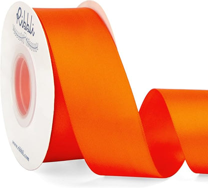 Ribbli Torrid Orange Double Faced Satin Ribbon, 1-1/2” x Continuous 25 Yards by Ribbli