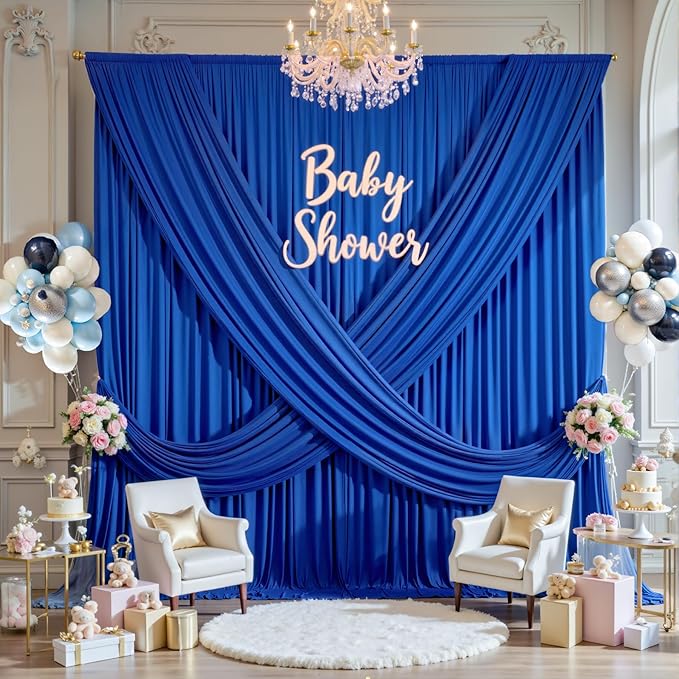10ft×14ft Royal Blue Wrinkle Free Backdrop Curtain - Image 7
