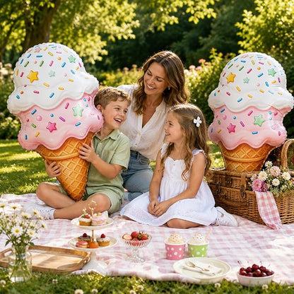 36 Inch Large Ice Cream Balloons Cone Kit, Giant Sweet Pink Ice Cream Sprinkle - Image 7