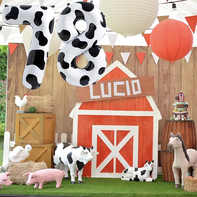Number 7 Balloon for Boys, Giant Cow Print Self Inflating Number 0-9 for Girls - Image 6
