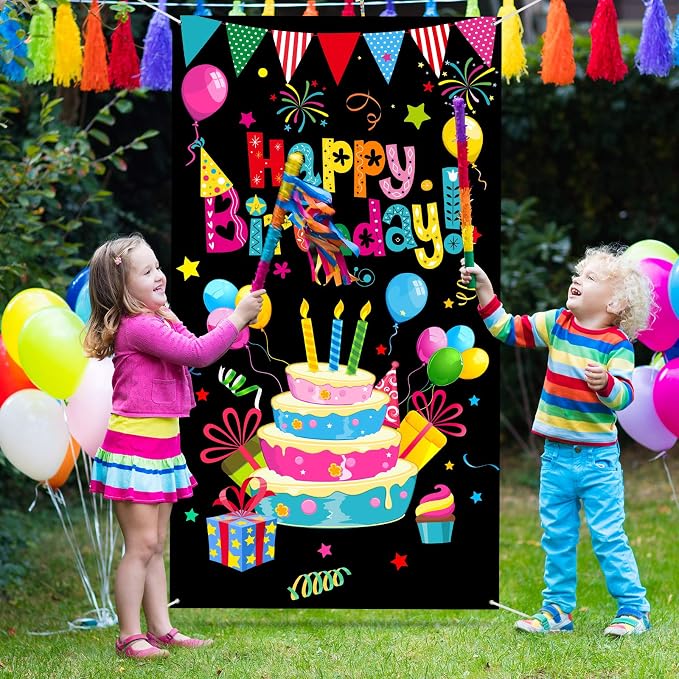 Tatuo Colorful Happy Birthday Banner Door Cover Porch Sign Happy Birthday - Image 5
