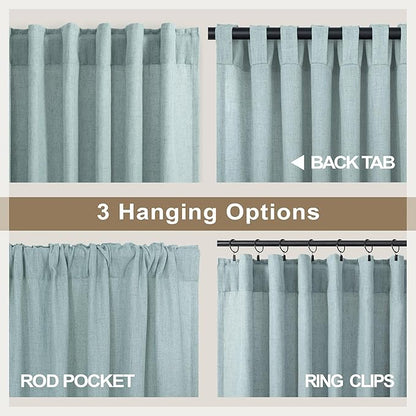 Seafoam Curtains 38 Inch Wide for Small Window 2 Panels Back Tab Rod Pocket - Image 5