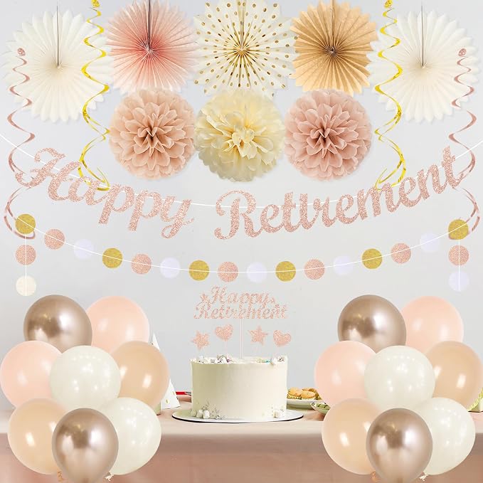 Vlipoeasn Champagne Gold Beige Retirement Decorations - Image 5