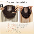 MONO TOP Hair Toppers for Women Human Hair 12 Inch 7"×8" Big Base Partial wig Cover Thinning Hair or Loss No Bangs Top Hair Pieces Natural Wiglets (Ombre Blonde)