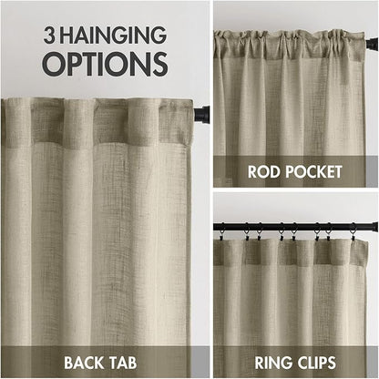 MIULEE Oatmeal Linen Curtains 52x96 Inch 2 Panels - Image 3
