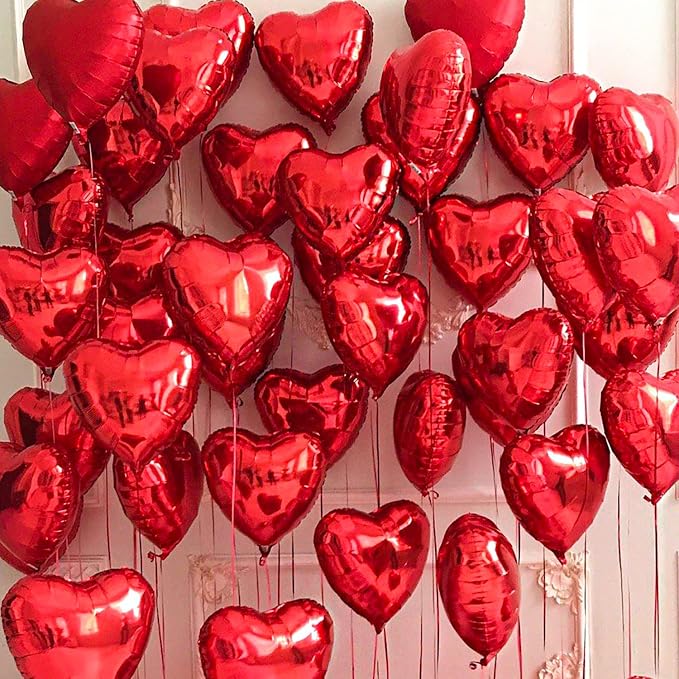 30 pcs Red Heart Balloons 18" a bunch of Heart Love Foil Helium Balloons by Makeyourpartypop