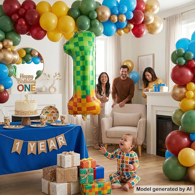 40 Inch Pixelated Number 1 Foil Balloon - Image 5