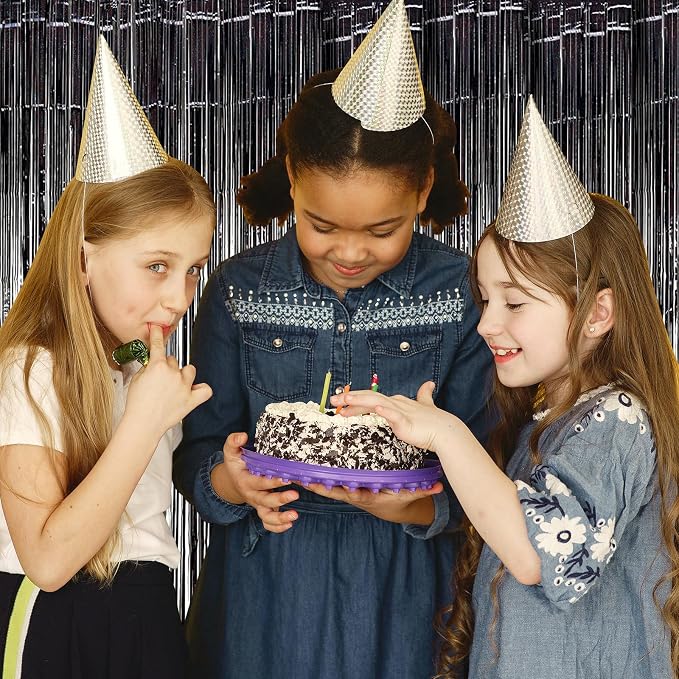 10 Pack Black Backdrop Curtain 3.2ft x 8.2ft Metallic Tinsel Foil Fringe - Image 6