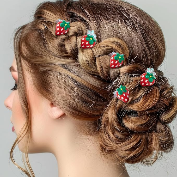 20pcs Mini Strawberry Clips for Women, Small Strawberry Hair Claw Clips, Non-Slip Cute Jaw Claw Hair Barrette Fruit Accessories for Long Short Thin Thick Curly Straight Hairstyles- Red