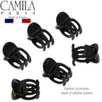 Camila Paris CP2392 French Hair Clip for Women, Set of 6 Extra Small Black, Girls Hair Claw Clip Jaw Fashion Durable Styling Hair Accessories for Women, Ladies Strong Hold Grip Clamp, Made in France