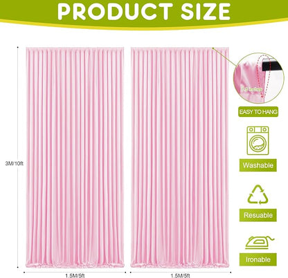 Pink Backdrop Curtain for Wedding Parties Backdrop Drapes 10x10FT | Wrinkle - Image 2