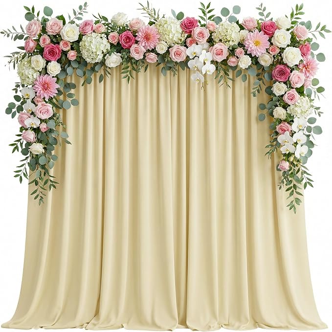 Asee'm Beige Backdrop Curtains Drapes by Aseem