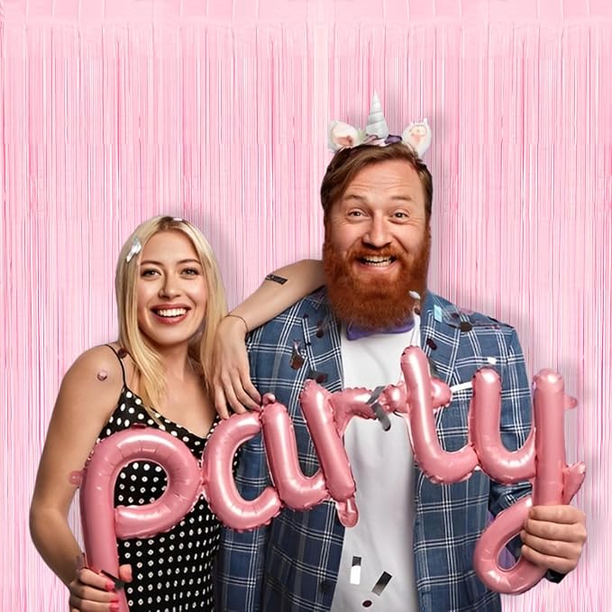 BRAVESHINE Pink Fringe Curtains Backdrop | Photo Booths Party Streamers | 2 - Image 9