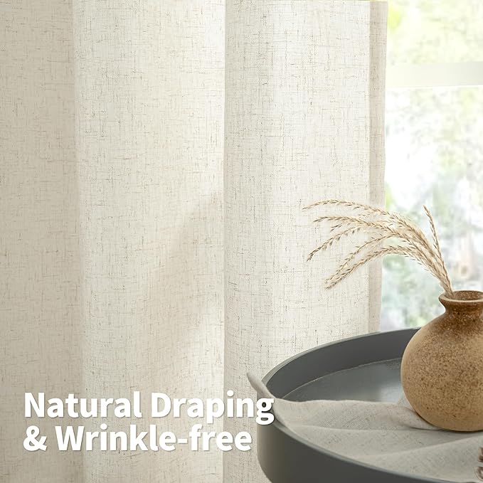 YoungsTex Linen Curtains 108 Inches Length Grommet Light Filtering Living Room - Image 7
