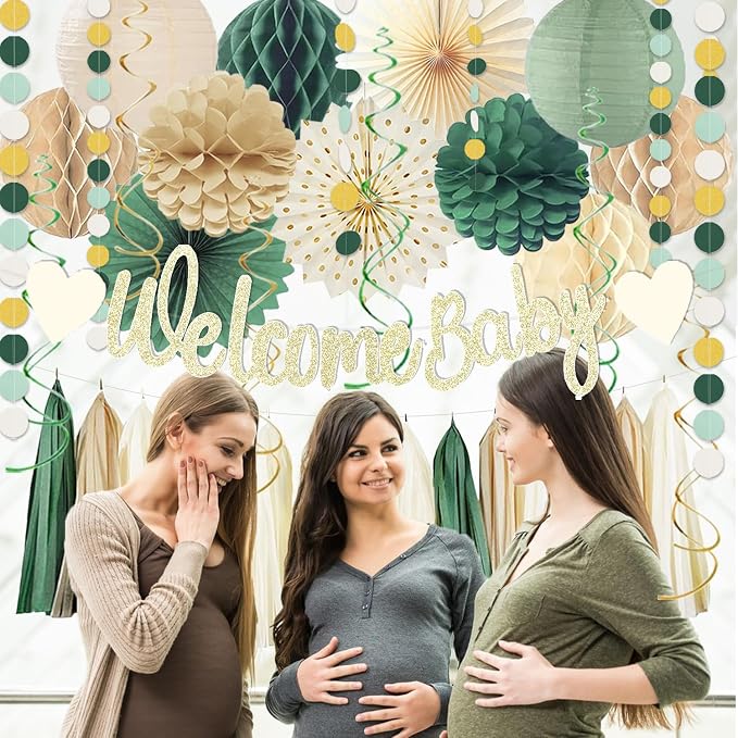 Sage Green Baby Shower Decorations Boys Safari Welcome Baby Sign Olive Green - Image 6