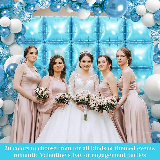 Light Blue Square Foil Balloons 25 Pcs Metallic Light Blue Balloons Wall - Image 4