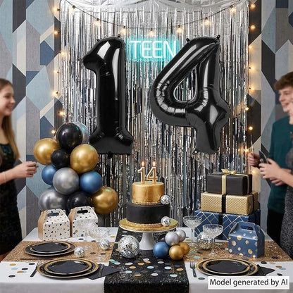 Black Number 14 Balloon 40 Inch, Foil Numeral - Image 6