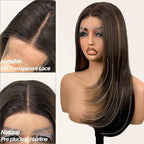 Glueless Synthetic Lace Front Wig 26 Inches Long Straight 13x5x1 HD Lace Wigs for Black Women (4/27 Highlight, 26 Inch)