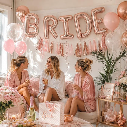 BRIDE Balloons Bachelorette Party Decorations, 16 Inch Rose Gold Bride Letter - Image 3