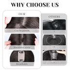 VERNA Hair Toppers for Women Real Human Hair 360°3D Cover Clip in Bangs,100% Real Human Hair Dark Brown Hair pieces Clip on Bangs for Daily Wear(5 * 9.5)