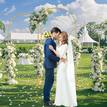 3 Pack Metal Wedding Arch Backdrop Gold Balloon Stand | - Image 5
