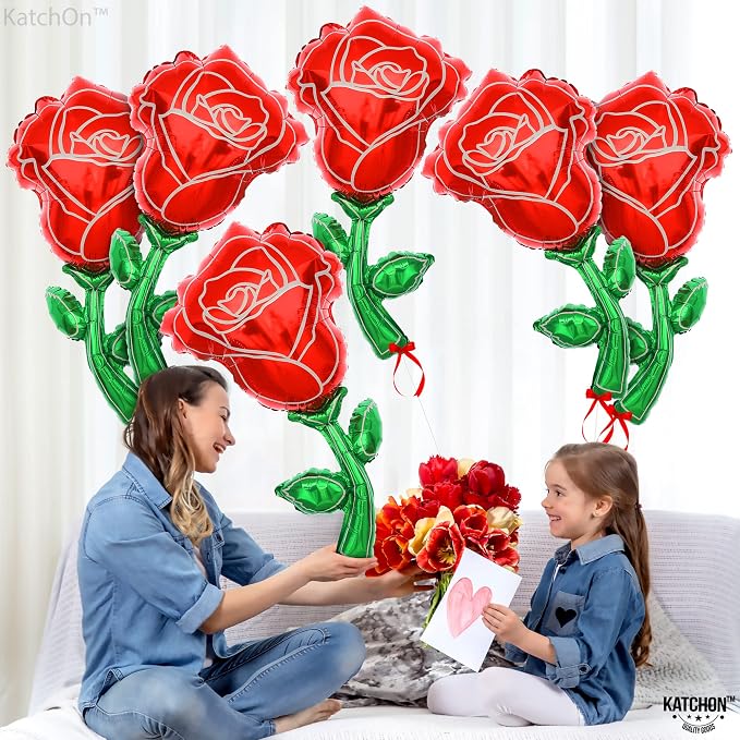 KatchOn, Giant Red Rose Balloons - Image 4