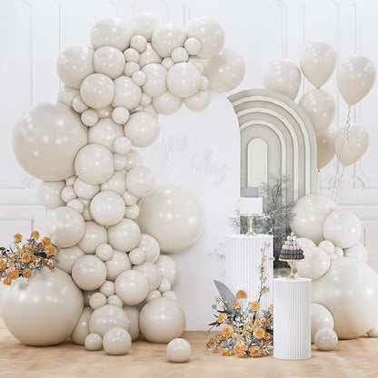 PartyWoo White Sand Balloons 152pcs Different Sizes of 18 12 10 5 Inch Off by PartyWoo