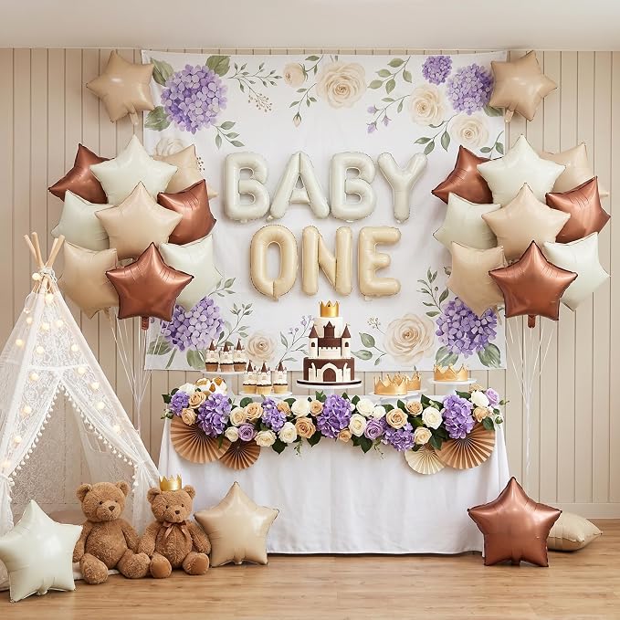 TONIFUL 15Pcs Star Shaped Balloons 18Inch Cream Caramel Brown Foil Balloons | - Image 3