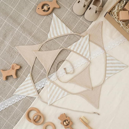 2Pcs Triangle Bunting Flag No-DIY Cotton Fabric Garland Reusable Party Banner - Image 3