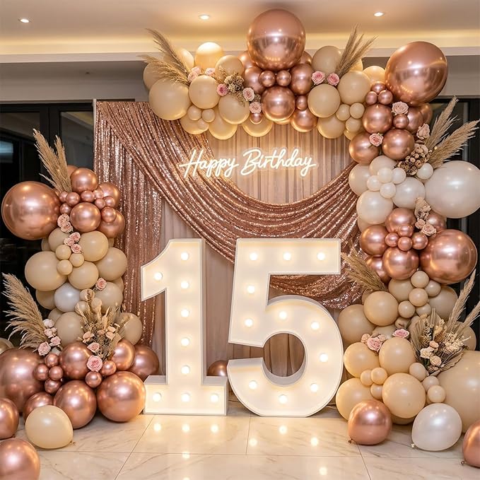 RUBFAC 135pcs Rose Gold Balloons Different Sizes 18 12 10 5 Inches, Latex - Image 5