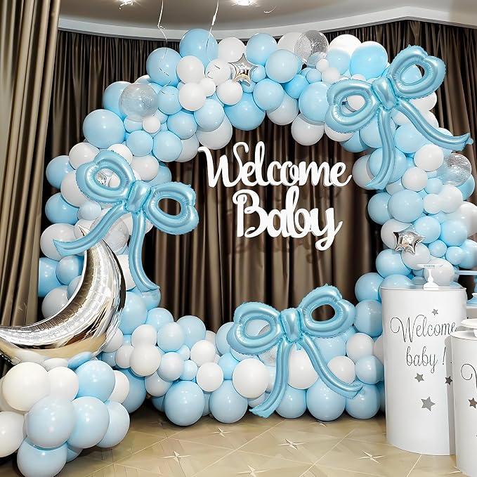 4 Pcs Blue Bow Balloons Bow Birthday Party Decorations - Image 6