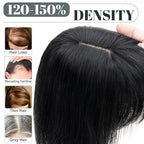SEGO Hair Toppers for Women Real Human Hair with Thinning, with Front Bangs Clip in Toppers Straight 150% Density Silk Base -10 Inch #18/613 Ash Blonde Mix Bleach Blonde