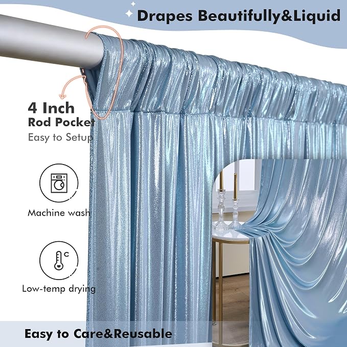 20ftx10ft Dusty Blue Sequin Backdrop Curtain - Image 5