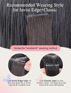 DOORES Invisible Tape in Hair Extensions Real Human Hair Invisi Edge, Jet Black 10pcs Injection Tape-ins 25g 18 Inch, Virgin Human Natural Injected Tape in Extensions Straight