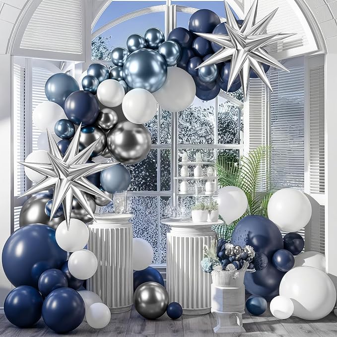 Blue Silver Balloon Arch Kit - Image 6