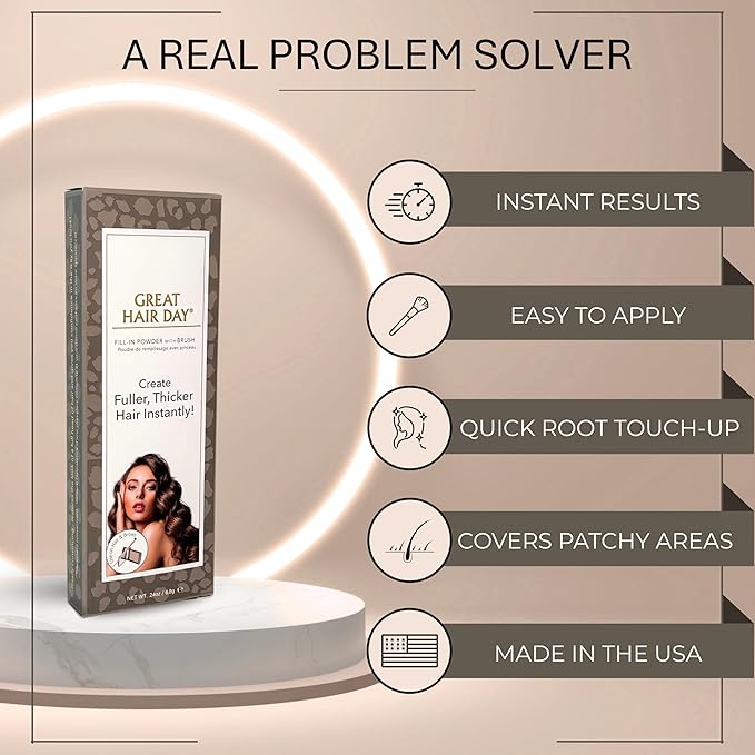 Joan Rivers Great Hair Day Root Touch Up Powder Duo - Fill-in Powder for Thicker, Fuller Looking Hair (Dark Brunette)