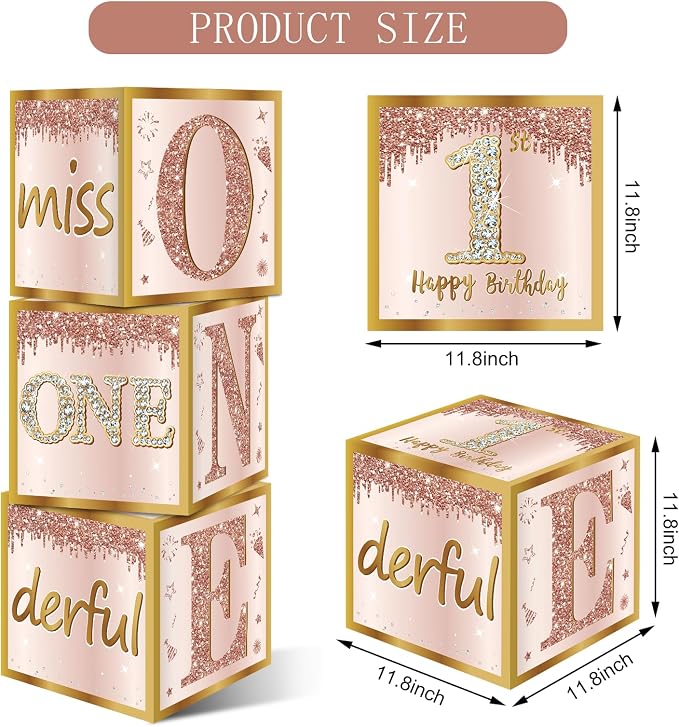 Guiruiy 3Pcs 1st Birthday Decorations Balloon Gift Boxes - Image 2