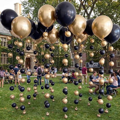 120 Pcs Graduation DIY Floating Black Gold Balloon Wall Kit 5 Inch Balloons by Unknown