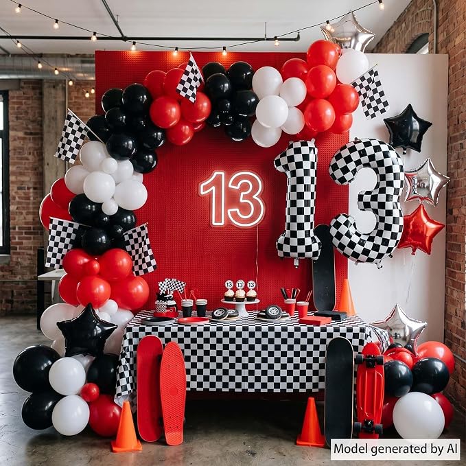 40 Inch Checkered Number 13 Balloon, self-sealing, air/helium compatible - Image 7